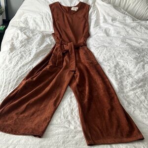 Brown suede like jumpsuit from Anthropologie sz M
